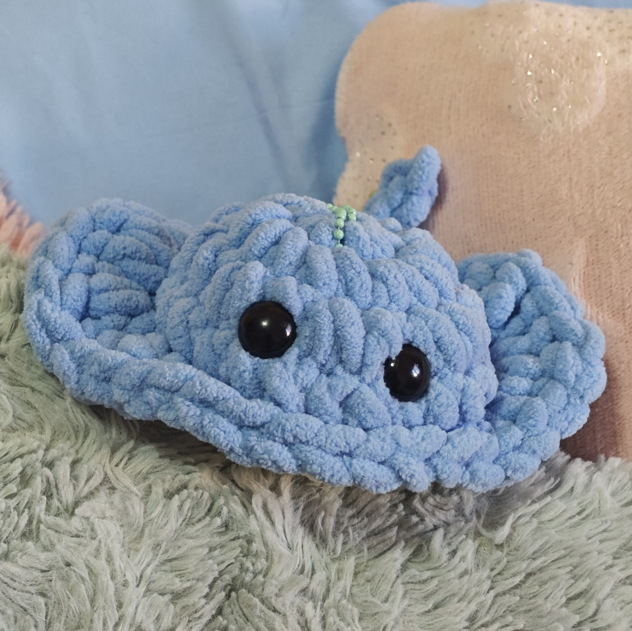Blue Baby Stringray Crochet Keychain